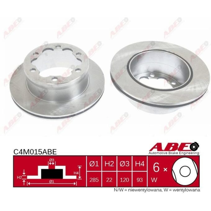 Remschijf ABE C4M015 achter, geventileerd, sterk gecarboniseerd, 1 Stuk