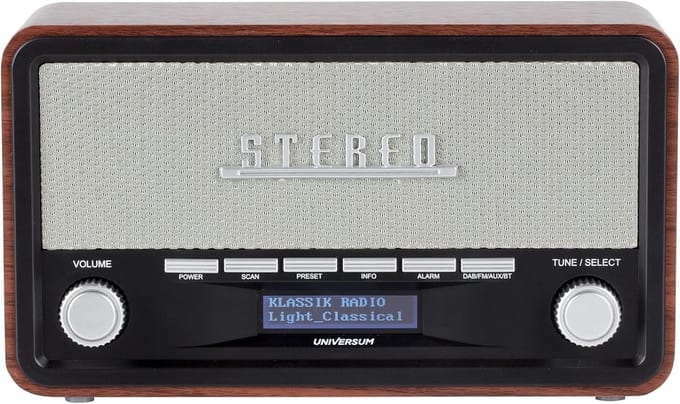 Tafelradio DAB+ - Digitale radio - Muziek luisteren - Bluetooth streaming - 113 mm speaker - Bruin