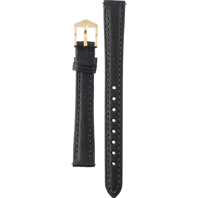 Hirsch Horlogeband -  Camelgrain Zwart - Leer - 12mm