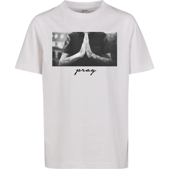 Mister Tee - Pray Kinder T-shirt - Kids 134/140 - Wit
