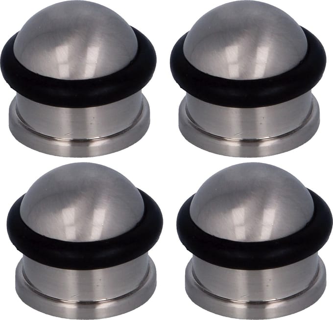 AMIG Deurstopper/deurbuffer - 4x - D30mm - inclusief schroeven - mat zilver