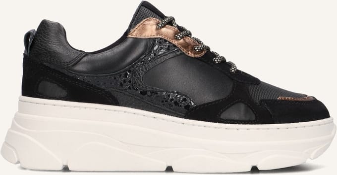 Omoda Jana Sneakers Dames - Leren Sneaker - Zwart - Maat 42