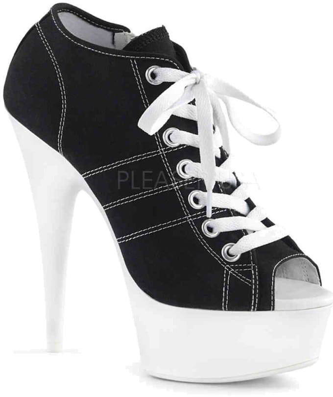 EU 35 = US 5 | DELIGHT-600SK-01 | 6 Heel, 1 3/4 PF Open Toe Sneaker, Side Zip