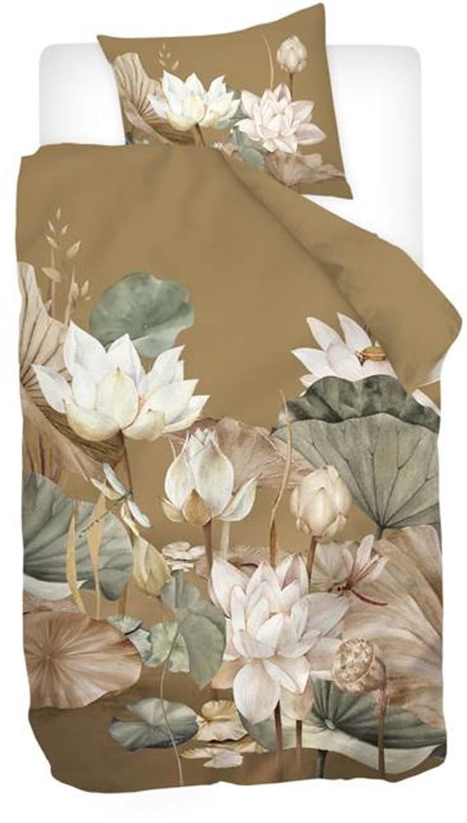 Snoozing Lua Dekbedovertrek - Eenpersoons - 140x200/220 cm - Goud
