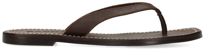 Sacha - Dames - Bruine leren teenslippers - Maat 41