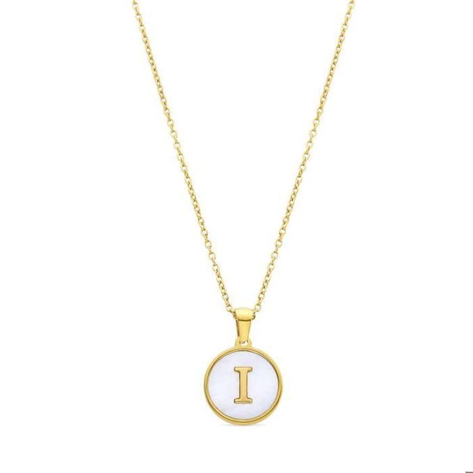 Collier Luxenter en nacre blanche finie en or jaune 18K - Alphabet I beige