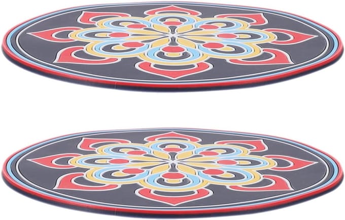 Klankschaal Kussens - Meditatie Matjes - Rustgevend Geluid - Antislip Basis - 16.5 cm Rond - Meerkleurig