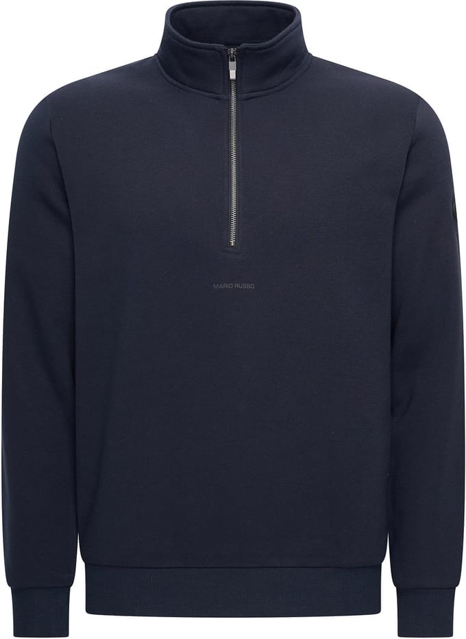 Mario Russo Basic Sweater Half Zip - Trui Heren - Sweater Heren - Coltrui Heren - Half Zip Heren - Navy