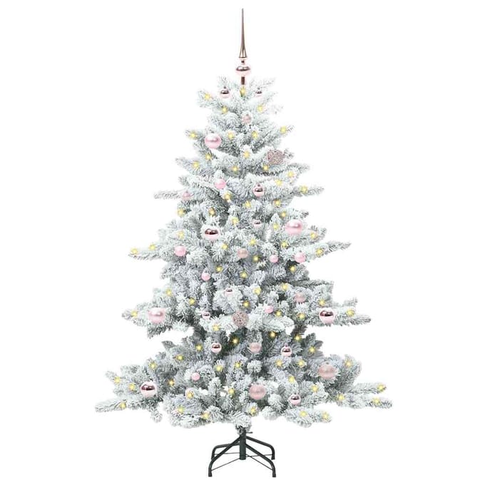vidaXL - Kunstmatige - Hinged - Kerstboom - Wit - 150 - cm - PVC - en - Staal