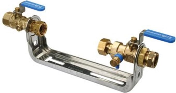Ram watermeterbeugel 3/4x15/22mm bnxknel L=165 m/kogelkranen