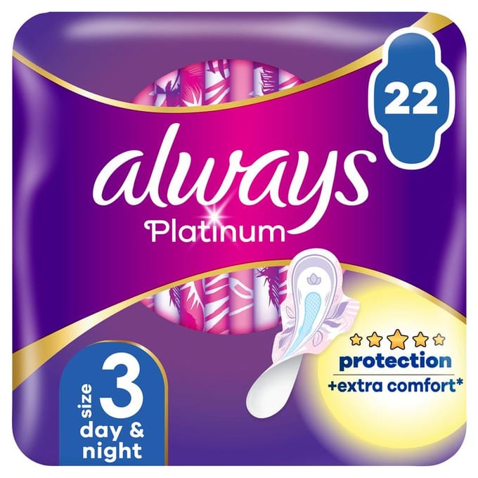 Always Platinum Maandverbanden, Met Flappen, Super Extra 22 Stuks