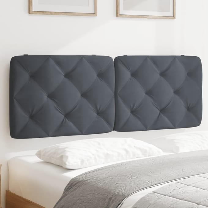 vidaXL - Hoofdbordkussen - 140 - cm - fluweel - donkergrijs