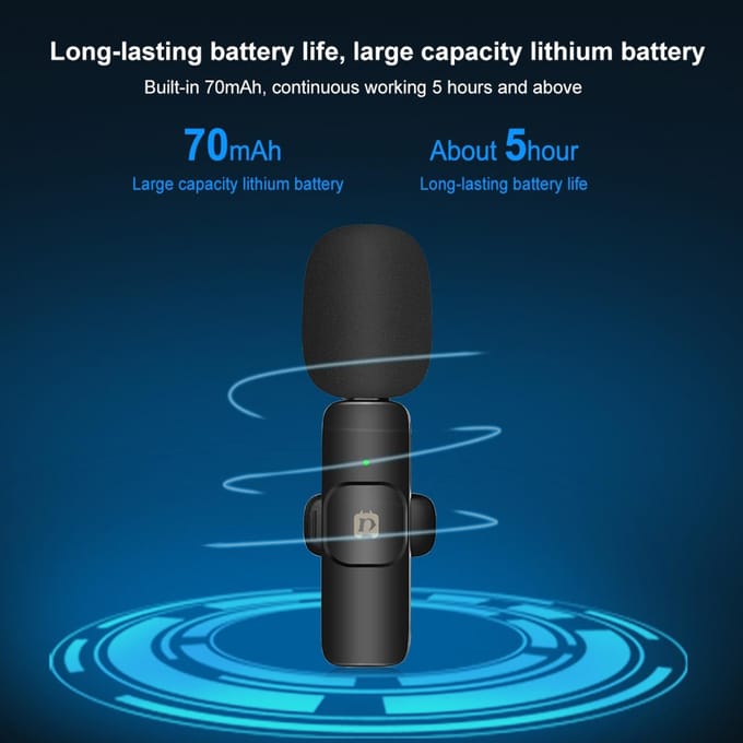 PULUZ PU3150B Eén-trigger-twee Mini 2.4G draadloos microfoonsysteem Clip-on microfoon 20M transmissie zwart