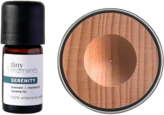 Tiny Moments Pocket Aroma Diffuser Set Serenity - Diffuser Aromatherapie + Etherische Olie Serenity - Handig voor onderweg - Brievenbus cadeau