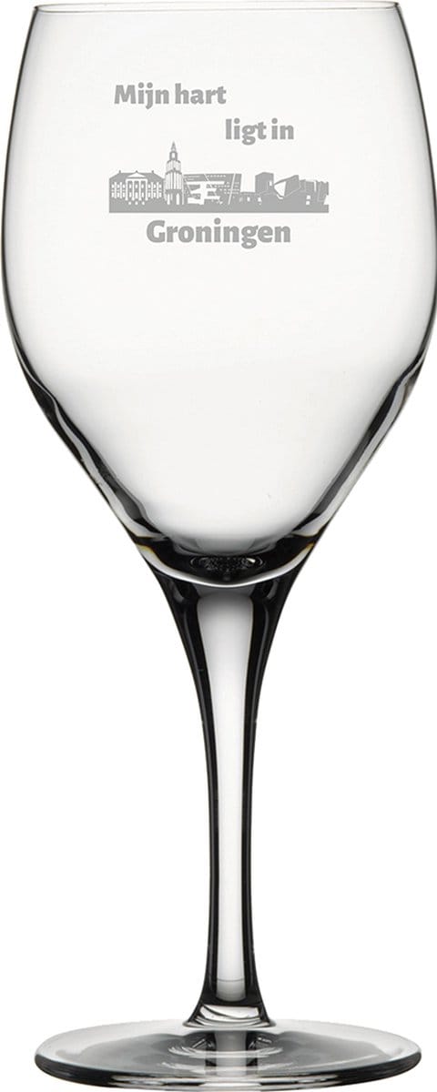 Gegraveerde witte wijnglas 34cl Groningen