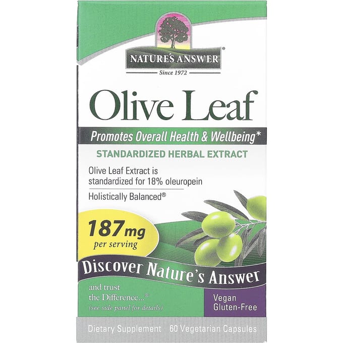 Nature'S Answer, Olijfblad, 187mg, 60 Vegetarische Capsules