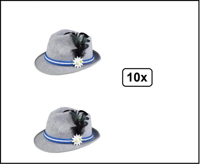 10x Tirolerhoed grijs wolvilt look