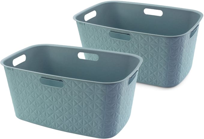 Curver Softex Wasmand - 45 liter - Set van 2 - 57x37x27cm - Blauw