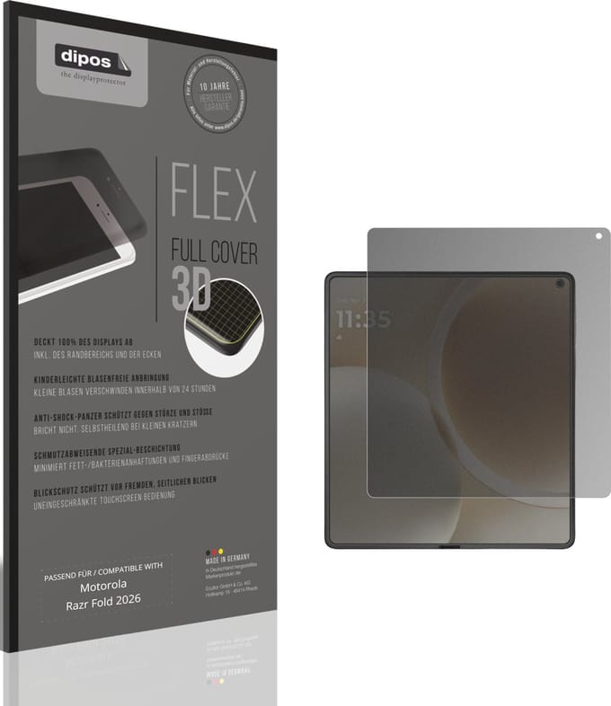 dipos FLEX – Matte Privacy Screenprotector geschikt voor Motorola Razr Fold 2026 Innenseite | Volledige Schermbescherming | Case-Friendly