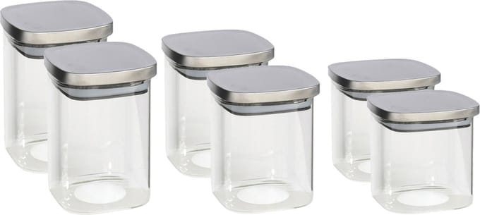 Gerim - 6x keuken voorraadpotten glas - 3 formaten 800/1100/1400 ml