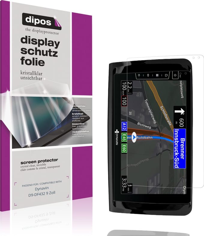 dipos – 2x Beschermfolie geschikt voor Dynavin D9-DF432 9 Zoll | Krasbestendige & heldere Screenprotector Ultra-Thin