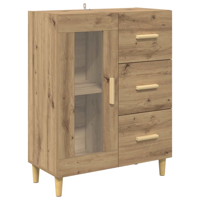 vidaXL - Dressoir - Artisan - Eiken - 69,5 - x - 34 - x - 90 - cm - Bewerkt - hout