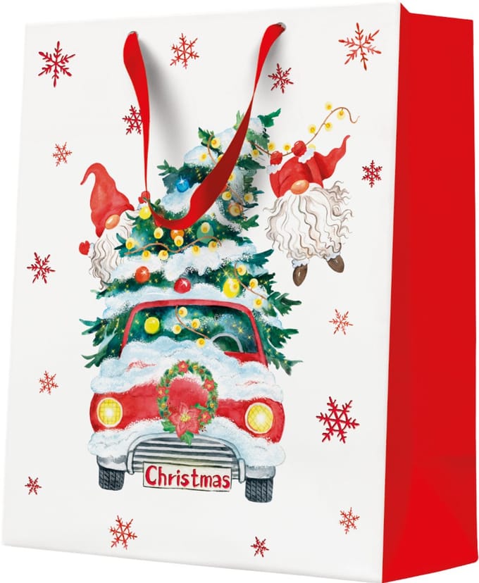 Cadeautas - Christmas Gnomes with tree - Large - 26,5x33,5x13cm