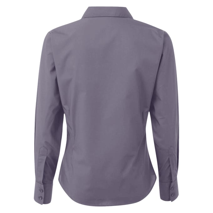 Premier Dames/Dames Popeline Blouse met Lange Mouwen (Staal)