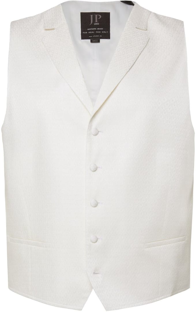 JP 1880 - Heren - Bruidegom gilet business knoopsluiting - Off-white - Maat 68