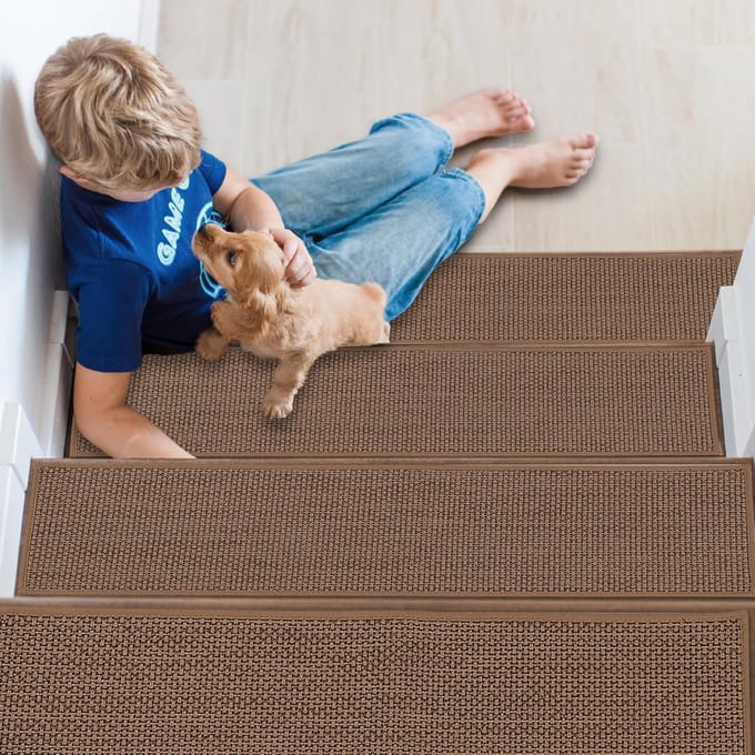 Famanu - trapmat, 20 cm x 76 cm, 4 stuks, antislip with reusable klevend