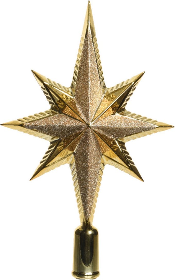 Decoris Kerstboom piek - ster vorm - goud - kunststof - 25,5 cm - kerstpiek