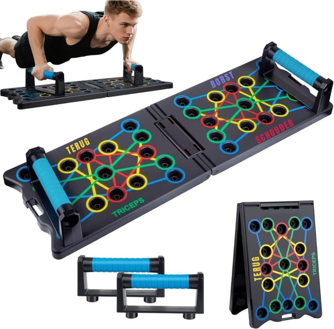 TIM® Push-upbord - Parallettes - Push-upbord - Zwart - 35cm x 23cm x 6cm