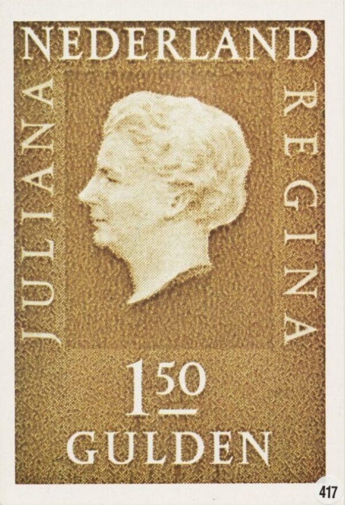 Briefkaart met afbeelding Juliana Regina postzegel