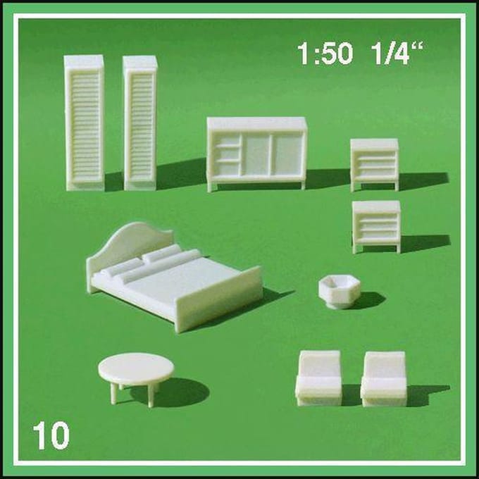 Schulcz Maquettebouw Slaapkamer 1:50 wit 10-delig