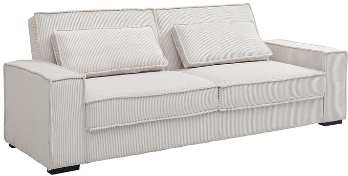Vente-unique Driezitsslaapbank van beige ribfluweel FINORO