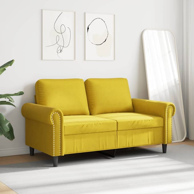 vidaXL - Tweezitsbank - 120 - cm - fluweel - geel