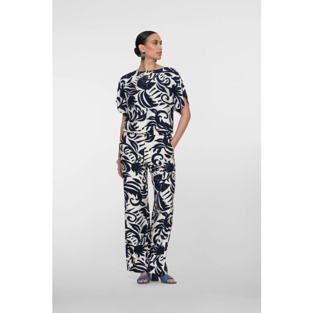 Geisha Pants Naive Flower Navy/off-white Größe: L | Ausgestellte Hosen Outlet | Damen | Blau