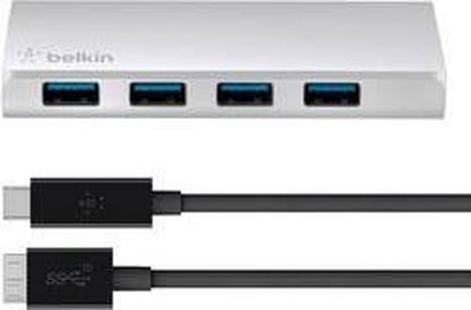 Belkin USB 3.0 HUB met USB-C naar USB 3.0 A Kabel - Zilver