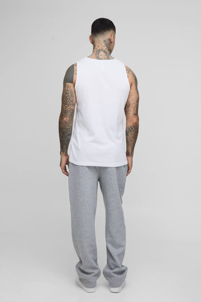 Tall Regular Fit Essential Ribbed Vest | White | Size 2XL