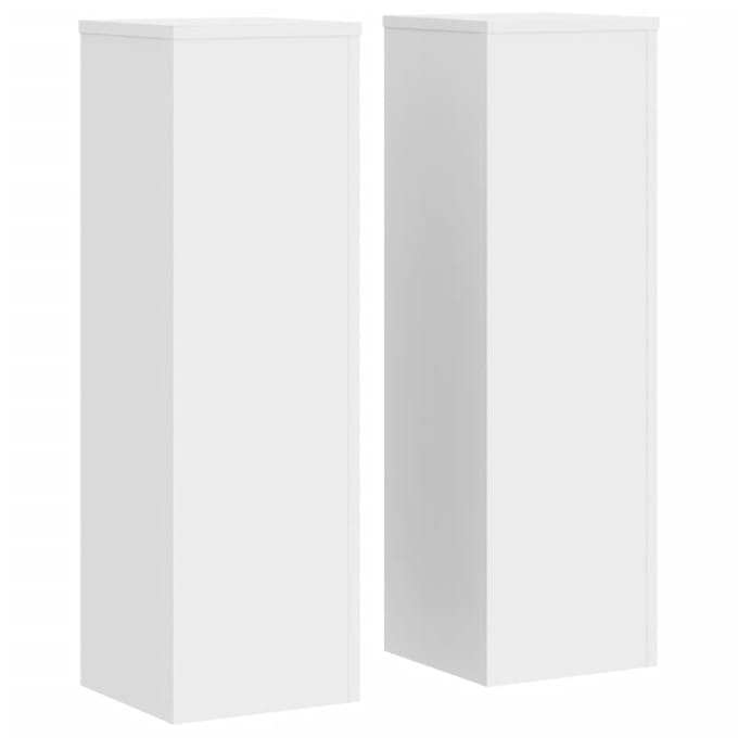 vidaXL - Plantenstandaards - 2 - st - 25x25x80 - cm - bewerkt - hout - wit