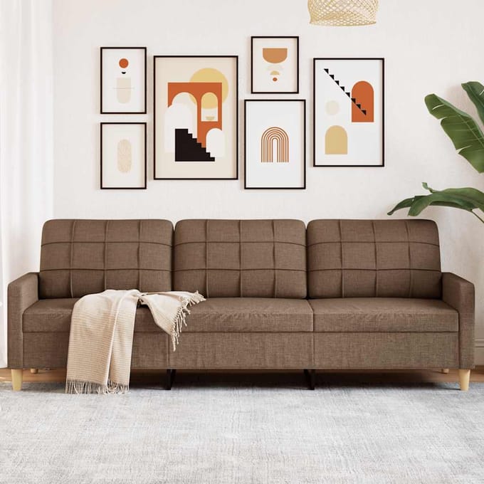 vidaXL - Driezitsbank - 210 - cm - stof - bruin