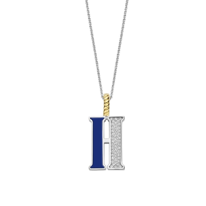 TI SENTO Dames Hanger - 925 zilver - Letter H - Blauw - 6840LB_H