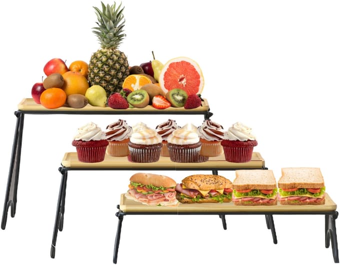 Cheffinger Dienbladen Set met Pootjes - 3-delig - Bamboe