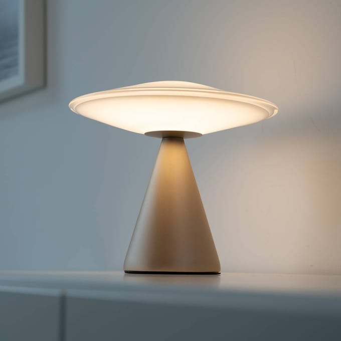 Paul Neuhaus LED tafellamp Elipsa, wit/brons, dimbaar