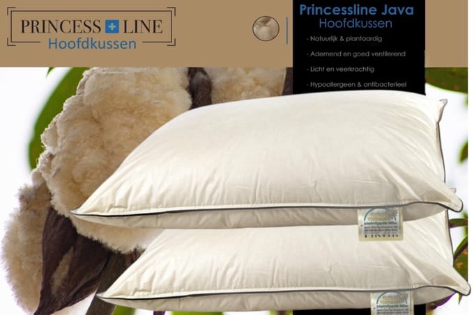 Princess Line Kapok Hoofdkussen - Set van 2 stuks - 60x70 cm - 100% Natuurlijk - Perkal Katoen - Javaanse Kapokvulling