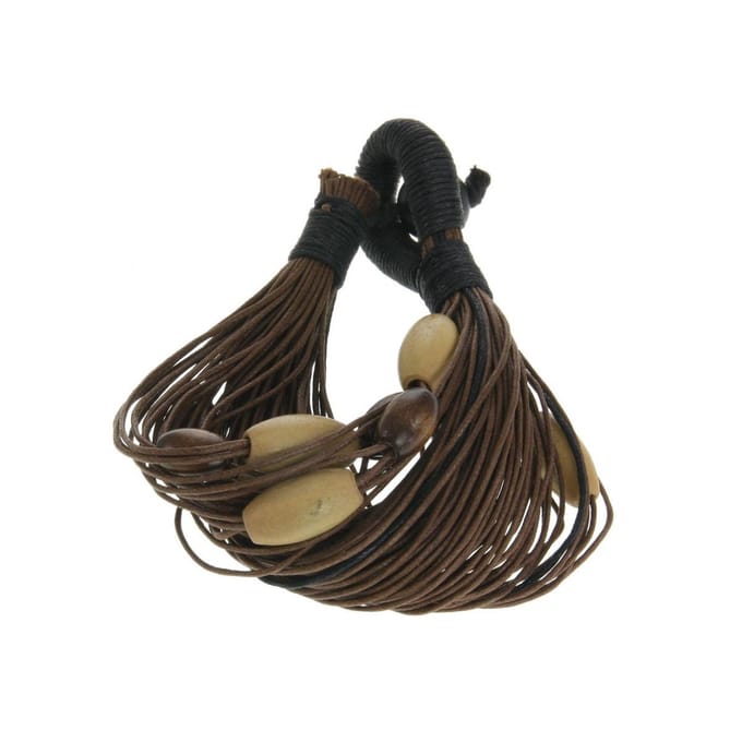 Behave - Armband koord bruin - Houten kralen - Boho naturel trend