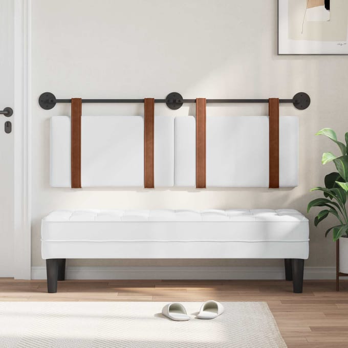 vidaXL - Hangend - hoofdbord - Wit - Antiek - PU