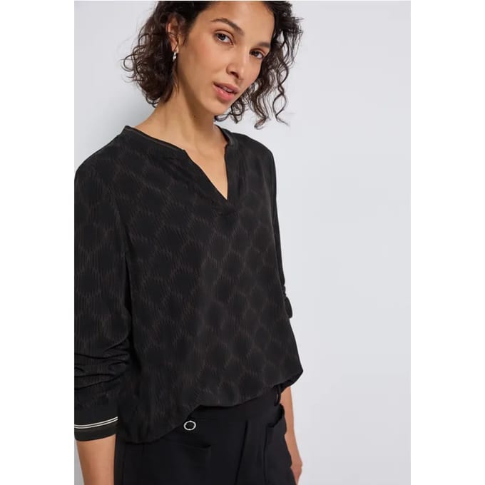 Blouse met gespleten hals en tape