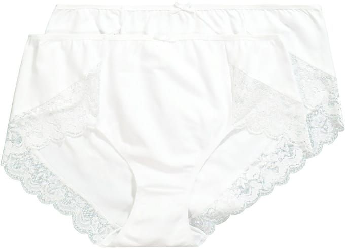 Ulla Popken - Dames - set van 2 tailleslips met kant - Sneeuwwit - Maat 42+
