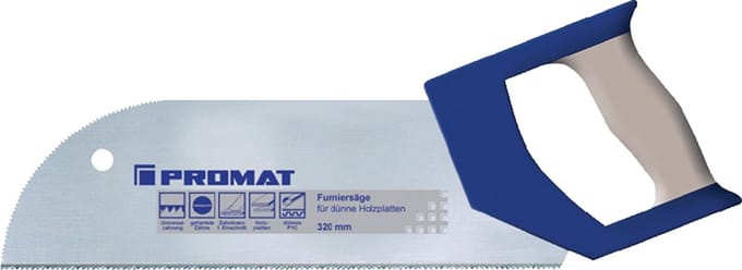 PROMAT Fineerzaag lengte 325 mm tanden per inch 15 2-componenten comforthandgreep voor dunne houten panelen